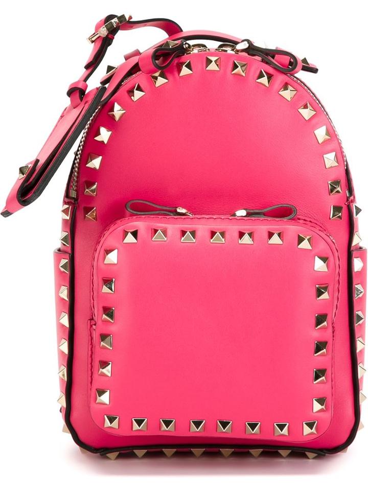Valentino Garavani Small Rockstud Backpack, Pink/purple, Calf Leather