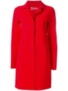 Herno Single-breasted Mid Coat, Women's, Size: 48, Red, Polyamide/spandex/elastane