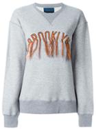 Doublet Frayed Embroidery Sweatshirt, Women's, Size: S, Grey, Cotton/polyester
