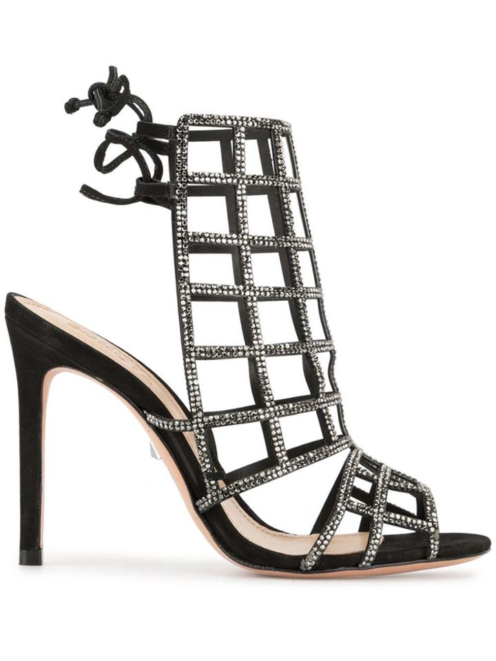 Schutz Embellished Cut-out Detail Sandals - Black