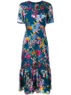 Saloni - Floral Print Dress - Women - Silk/polyester/rayon - 12, Green, Silk/polyester/rayon