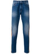 Msgm - Stripe Panel Straight Jeans - Men - Cotton/polyester - 46, Blue, Cotton/polyester