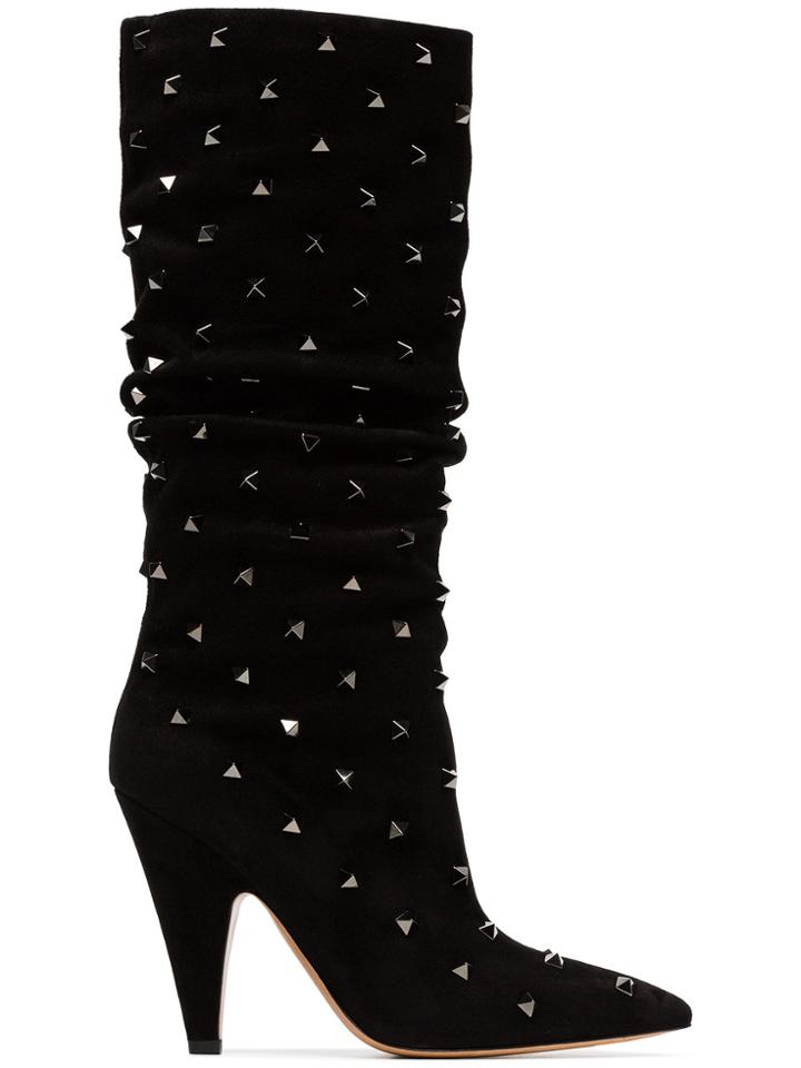 Valentino Black Bootstuds 105 Suede Leather Boots