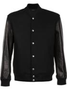 Christian Dada Classic Stadium Jacket, Men's, Size: 50, Black, Cupro/leather/cashmere/wool