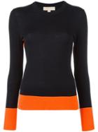 Michael Michael Kors Contrast Detail Jumper, Women's, Size: Small, Blue, Cotton/nylon/spandex/elastane/viscose