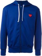 Comme Des Garçons Play Embroidered Logo Hoodie - Blue
