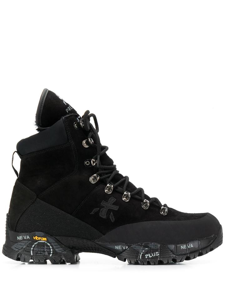 White Premiata Midi Treck Boots - Black
