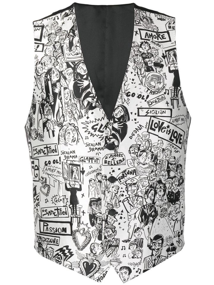 Dolce & Gabbana Cartoon Print Waistcoat - White