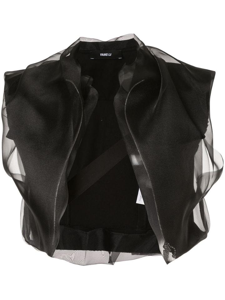 Yang Li Organza Cropped Gilet - Black