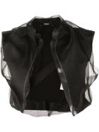 Yang Li Organza Cropped Gilet - Black