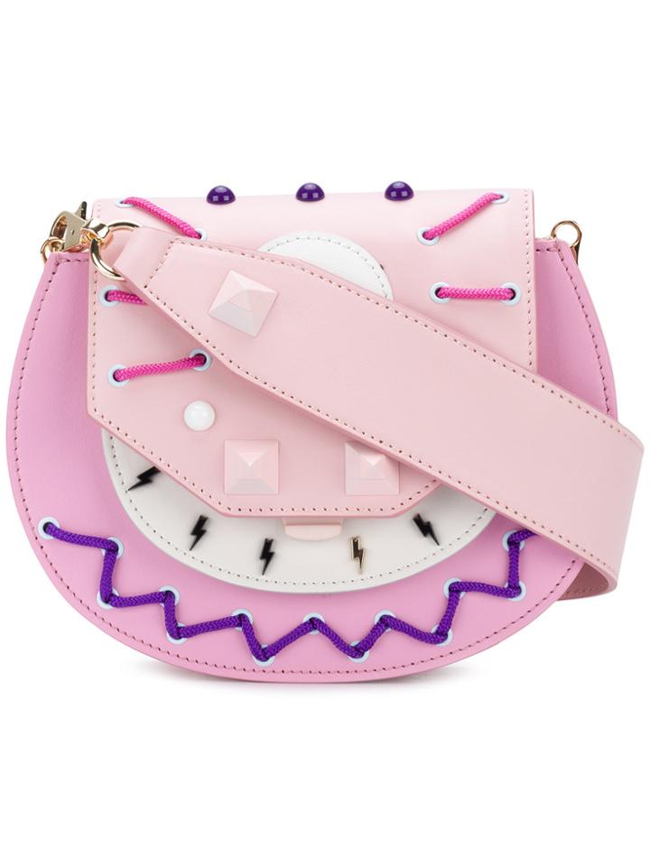 Salar Studded Round Crossbody Bag - Pink & Purple