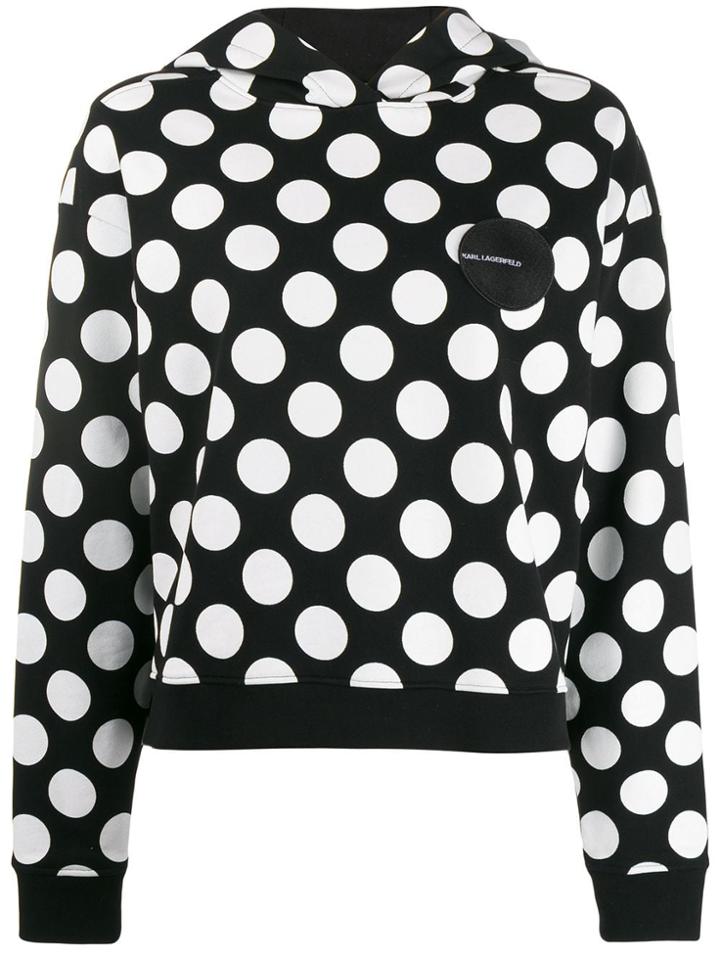 Karl Lagerfeld Logo Patch Dotted Hoodie - Black