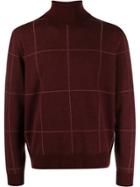 Canali Checked Roll-neck Sweater - Red