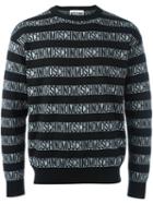 Moschino Logo Print Sweater, Men's, Size: 50, Black, Virgin Wool