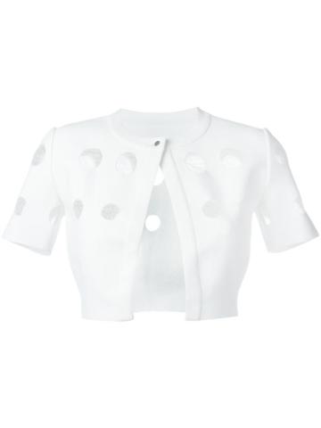 Alaïa Cropped Cardigan, Women's, Size: 40, White, Polyester/polyamide/cotton/viscose