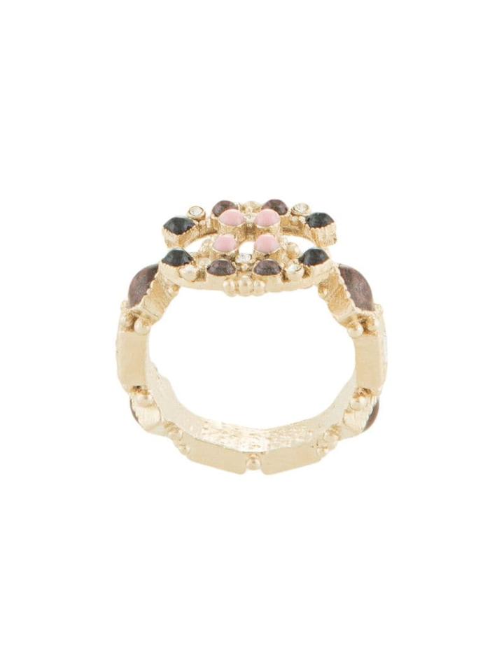 Chanel Pre-owned Rhinestone Cc Ring - Metallic