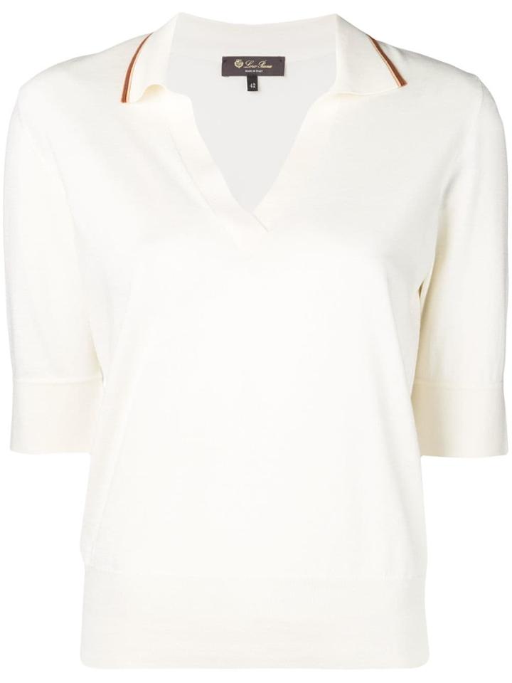 Loro Piana Contrast Collar Knitted Top - Neutrals