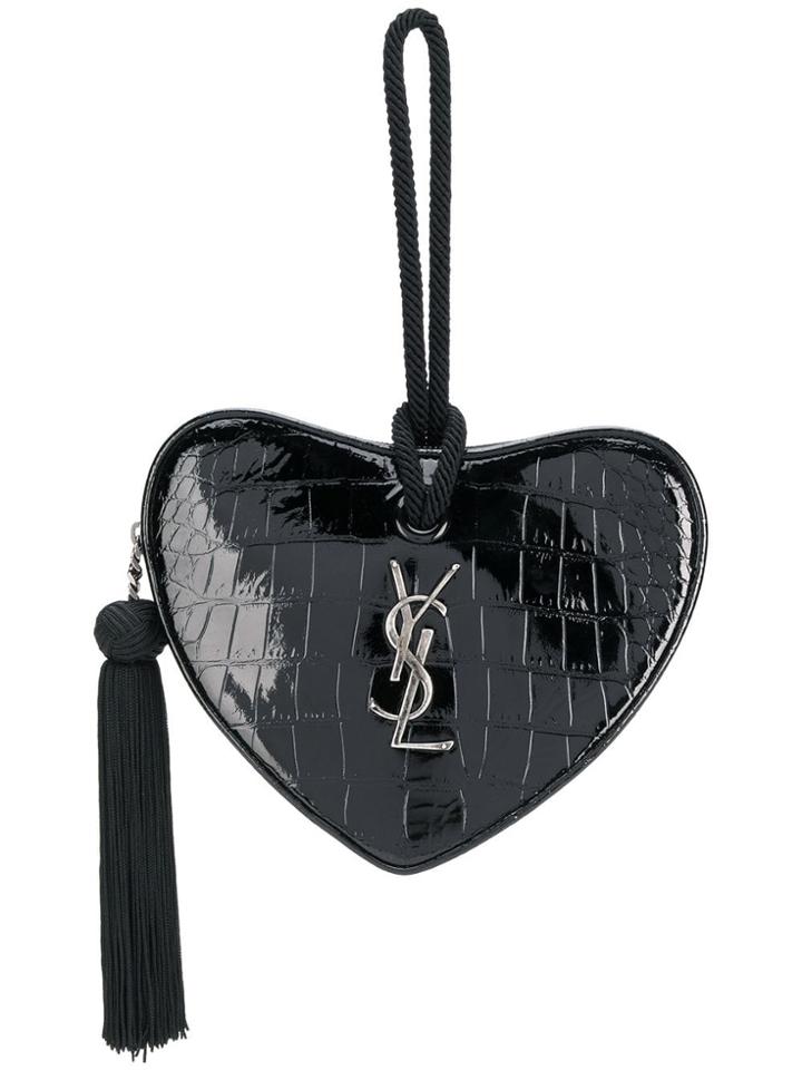 Saint Laurent Heart Logo Clutch - Black