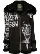 Mr & Mrs Italy Graffiti Hooded Coat - Black