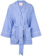 Erika Cavallini Tied Stripe Pyjama Shirt - Blue