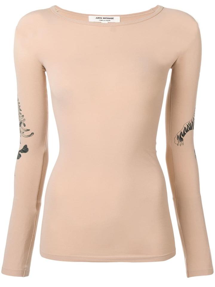 Junya Watanabe Floral-print T-shirt - Neutrals