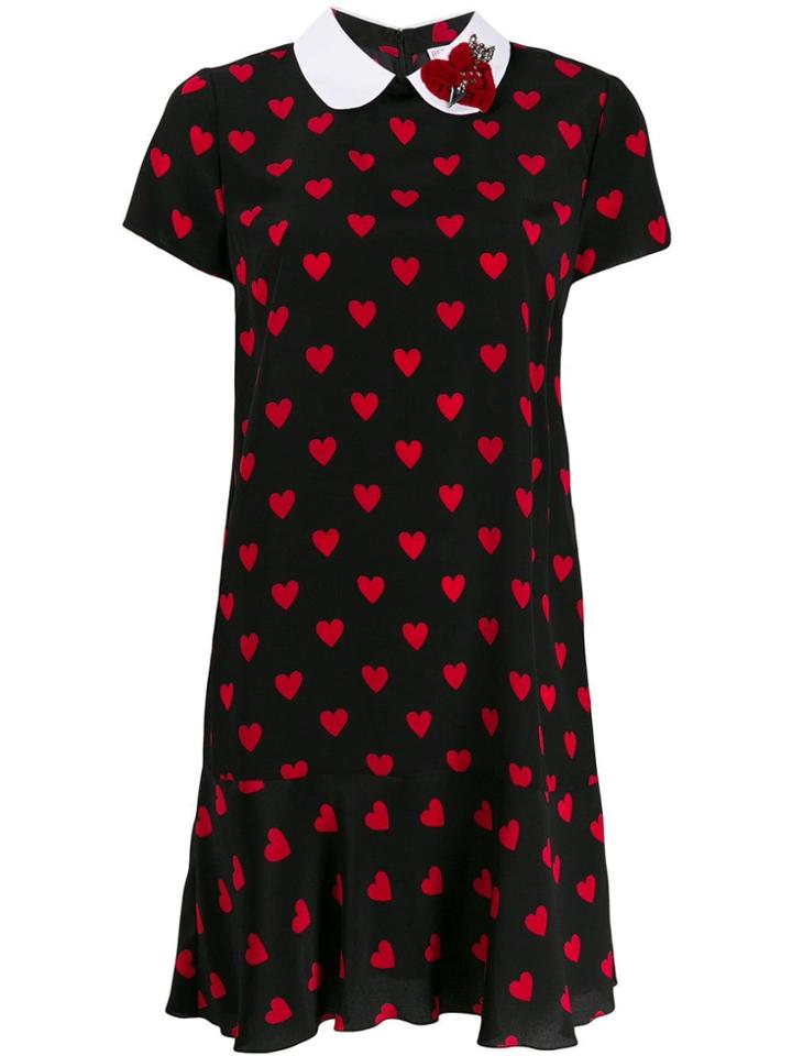 Red Valentino Hearts Printed Dress - Black