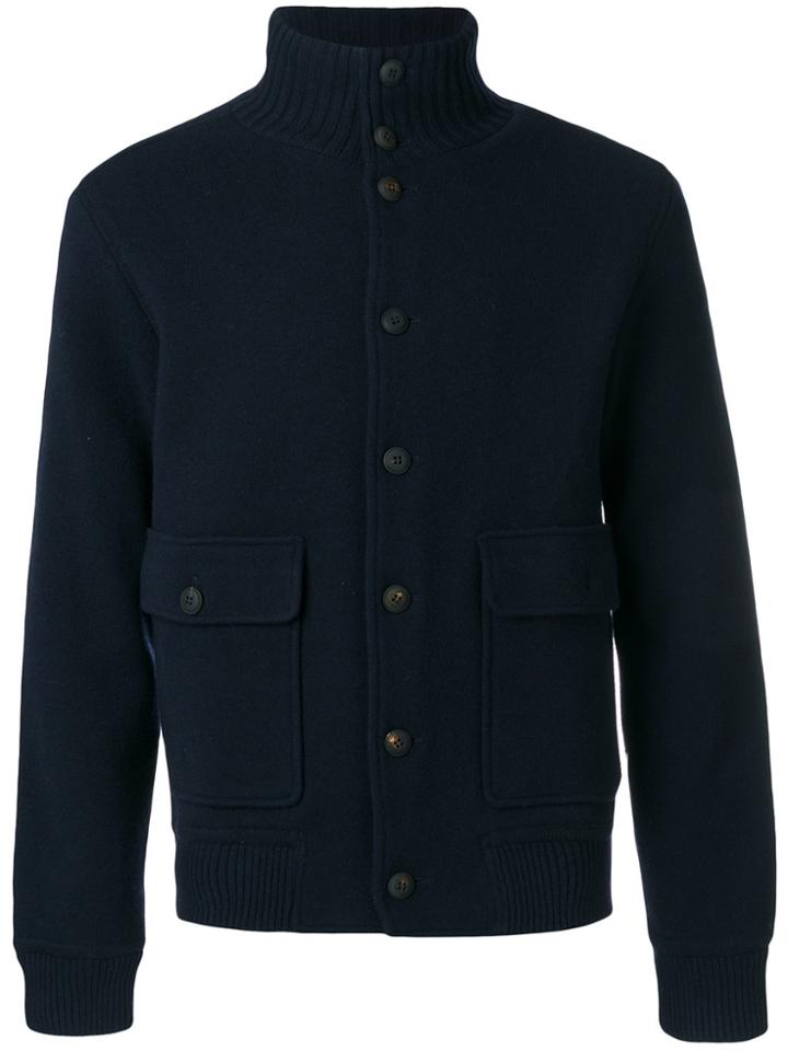 Lardini Ribbed High Neck Jacket - Blue