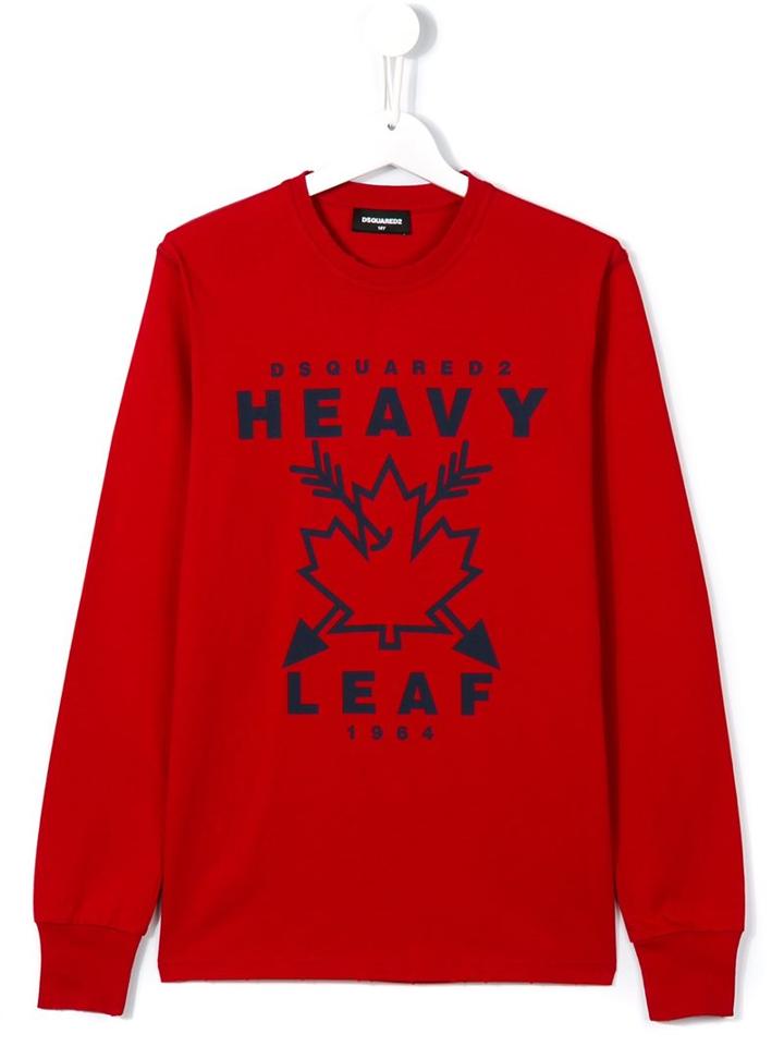 Dsquared2 Kids Heavy Leaf Print Sweatshirt, Boy's, Size: 14 Yrs, Red