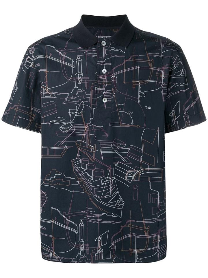 Ermenegildo Zegna Abstract Print Polo Shirt - Blue