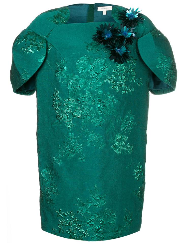 Delpozo Jacquard Textured Embellished Dress - Green
