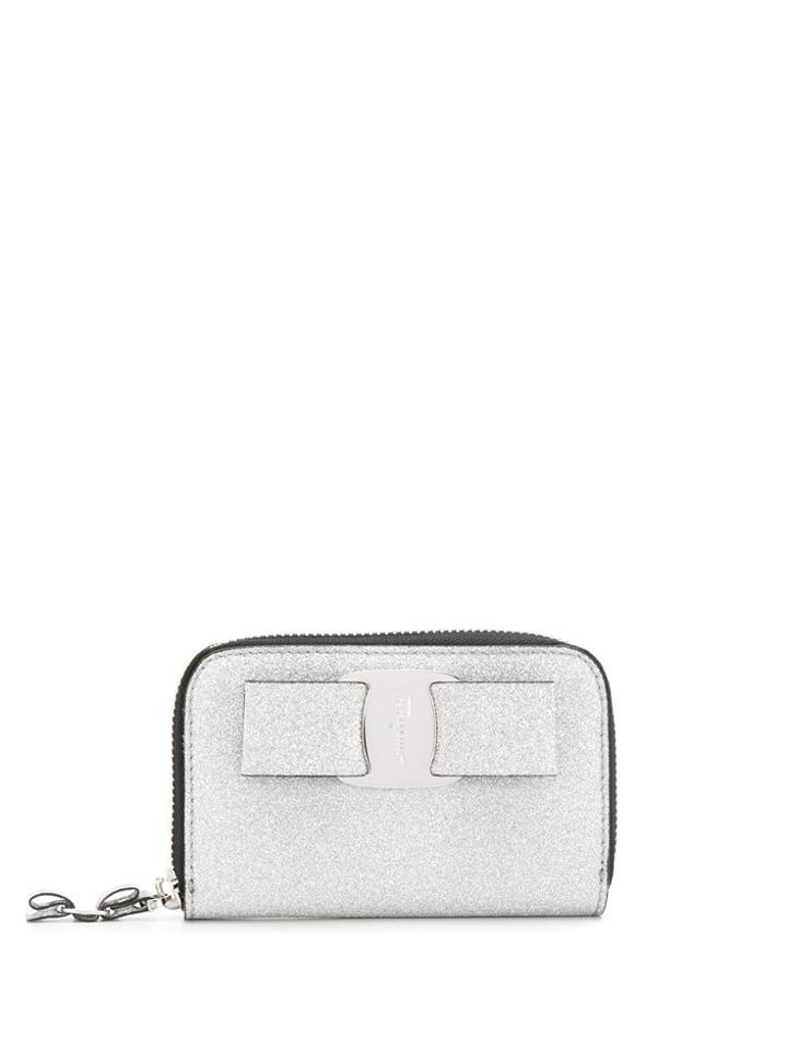 Salvatore Ferragamo Vara Bow Continental Purse - Silver