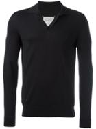 Maison Margiela Knitted Polo Shirt, Men's, Size: Medium, Black, Wool