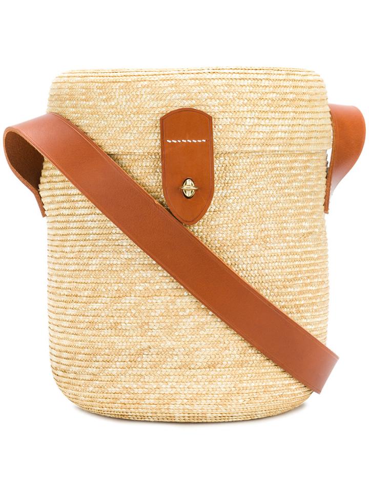 Cristaseya Bucket Straw Bag - Nude & Neutrals