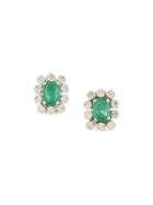 Christian Dior Pre-owned Square Rhinestone Earrings - Green