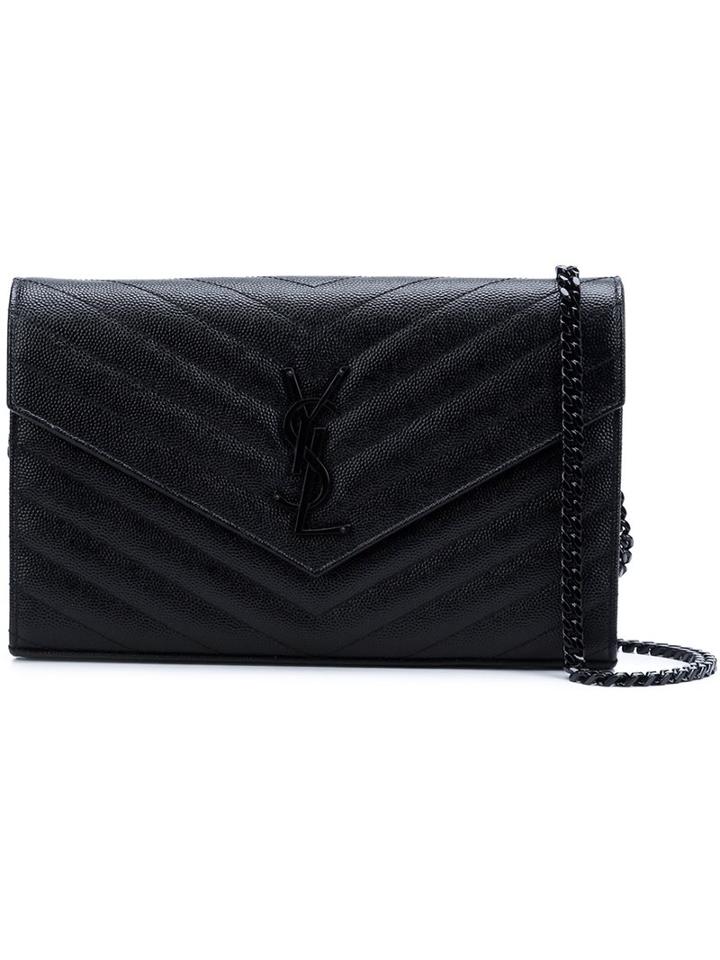 Saint Laurent 'monogram' Chain Wallet, Women's, Black, Leather