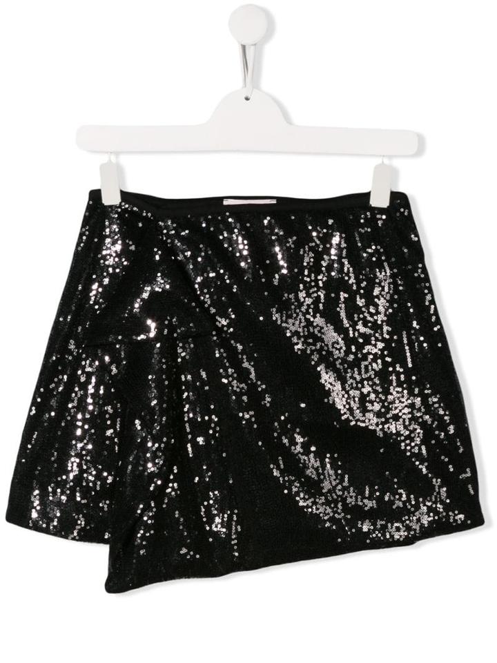 Alberta Ferretti Kids Teen Sequin Embellished Skirt - Black