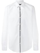 Salvatore Ferragamo Contrast Placket Shirt, Men's, Size: Large, White, Cotton