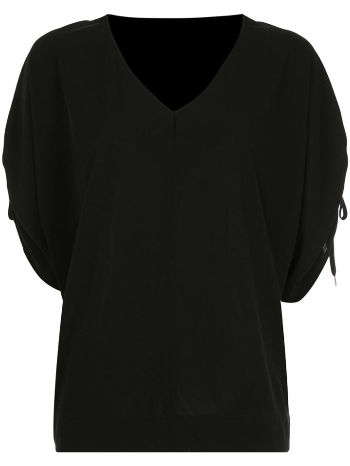 G.v.g.v. Drawstring Sleeve V-neck Blouse - Black
