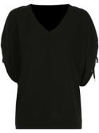 G.v.g.v. Drawstring Sleeve V-neck Blouse - Black