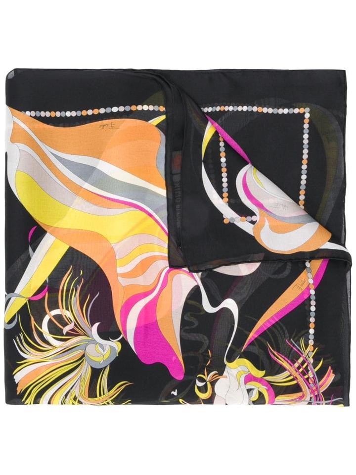 Emilio Pucci Frida Print Silk Voile Scarf - Black