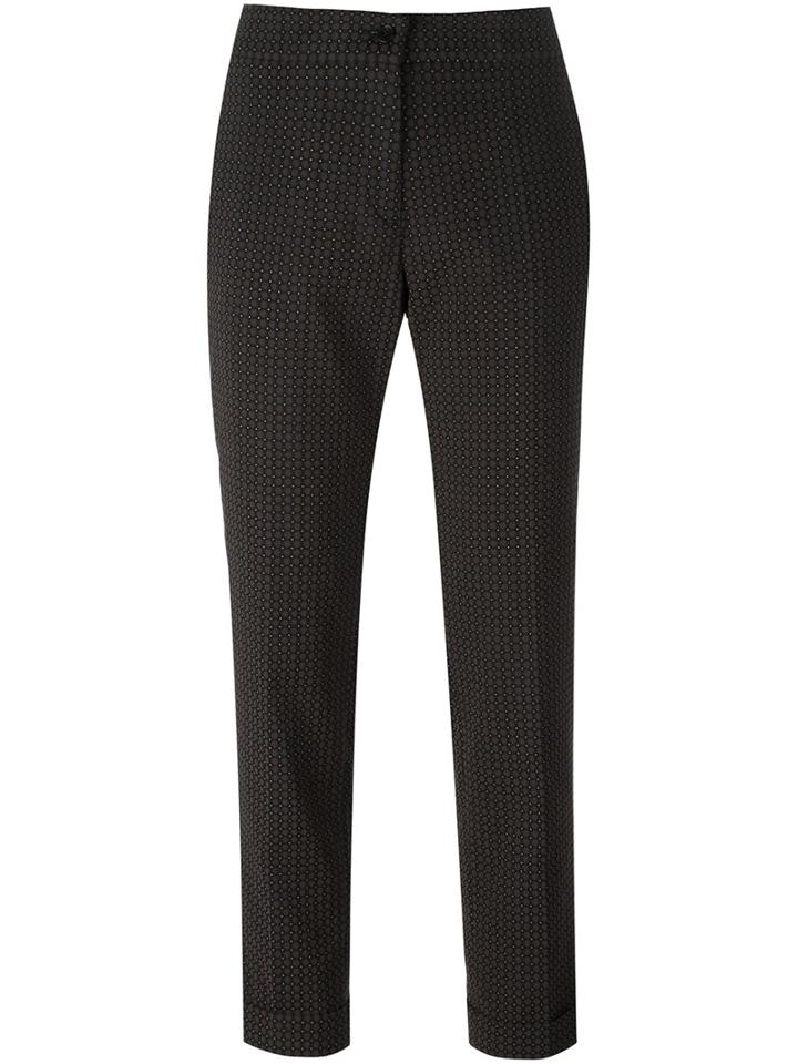 Etro Geometric Pattern Cigarette Trousers, Women's, Size: 38, Black, Cotton/polyamide/spandex/elastane