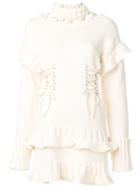Alexander Mcqueen Cutout Lace-up Knitted Dress - White