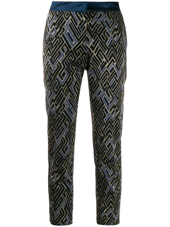 Semicouture Embroidered Cropped Trousers - Blue