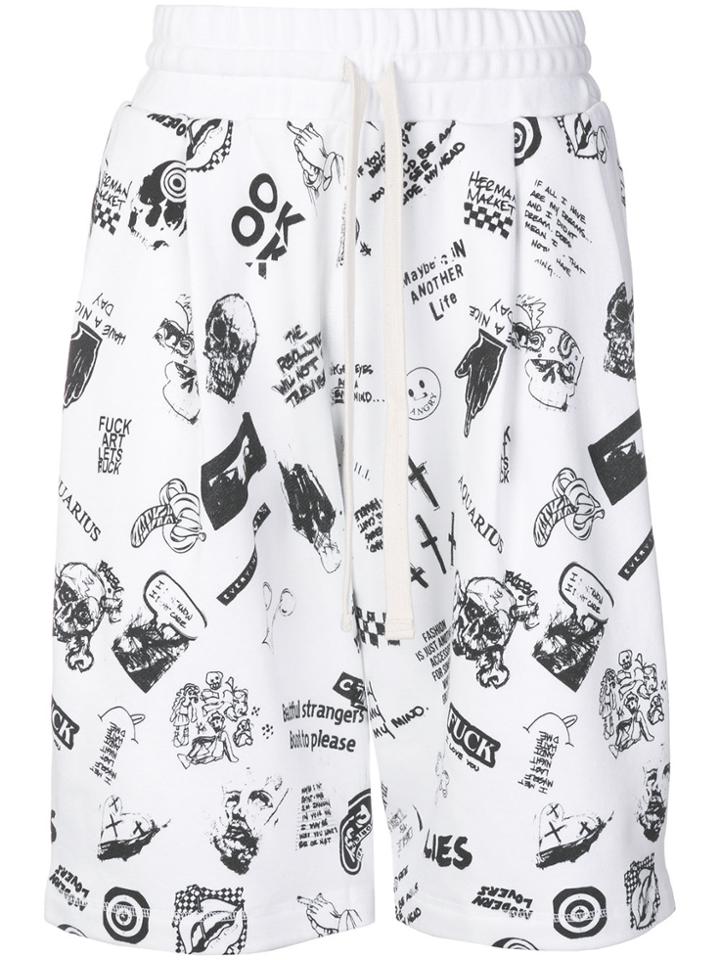 Herman Sketch Print Shorts - White