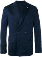 Lardini Classic Blazer, Men's, Size: 52, Blue, Cotton/cupro/viscose