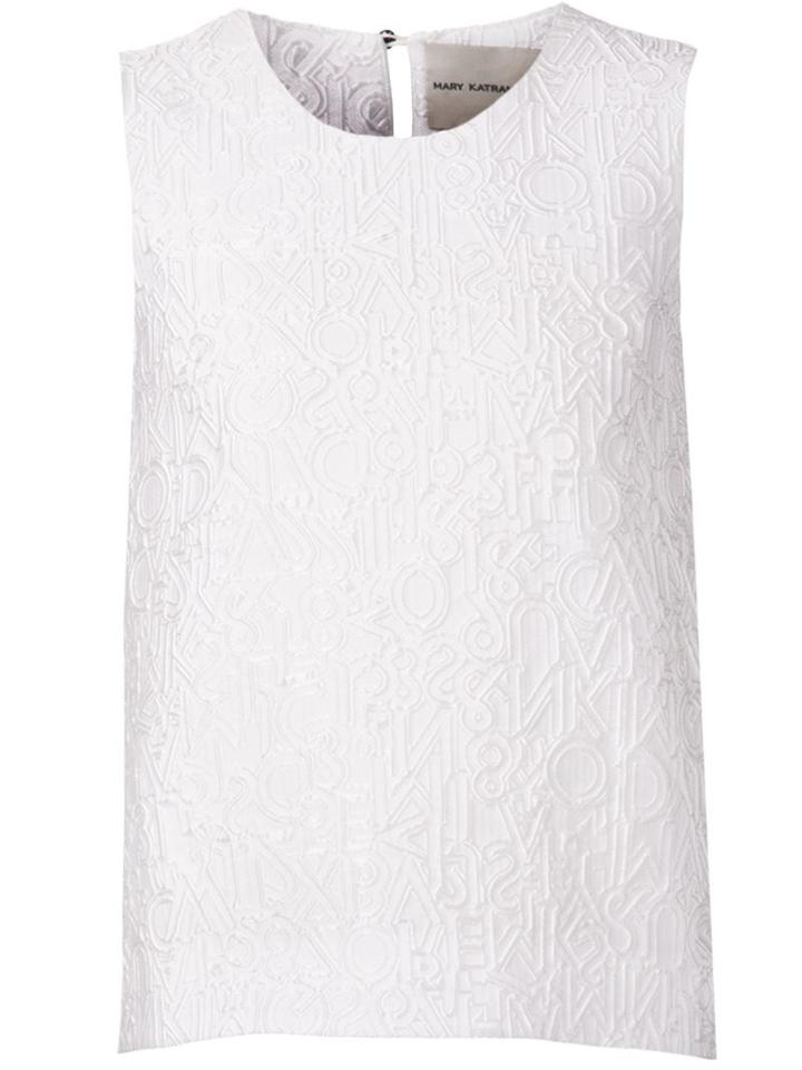 Mary Katrantzou 'alphabet' Tank Top, Women's, Size: 8, White, Silk/nylon/polyester