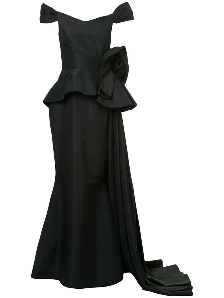 Bambah Peplum Flower Gown - Black