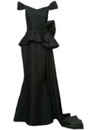 Bambah Peplum Flower Gown - Black