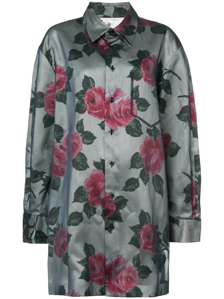 Maison Margiela Tulle Overlay Floral Shirt - Black