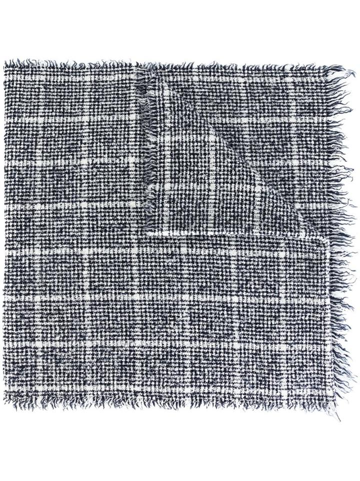 Zanone Fringed Scarf, Men's, Black, Silk/polyamide/cashmere/wool